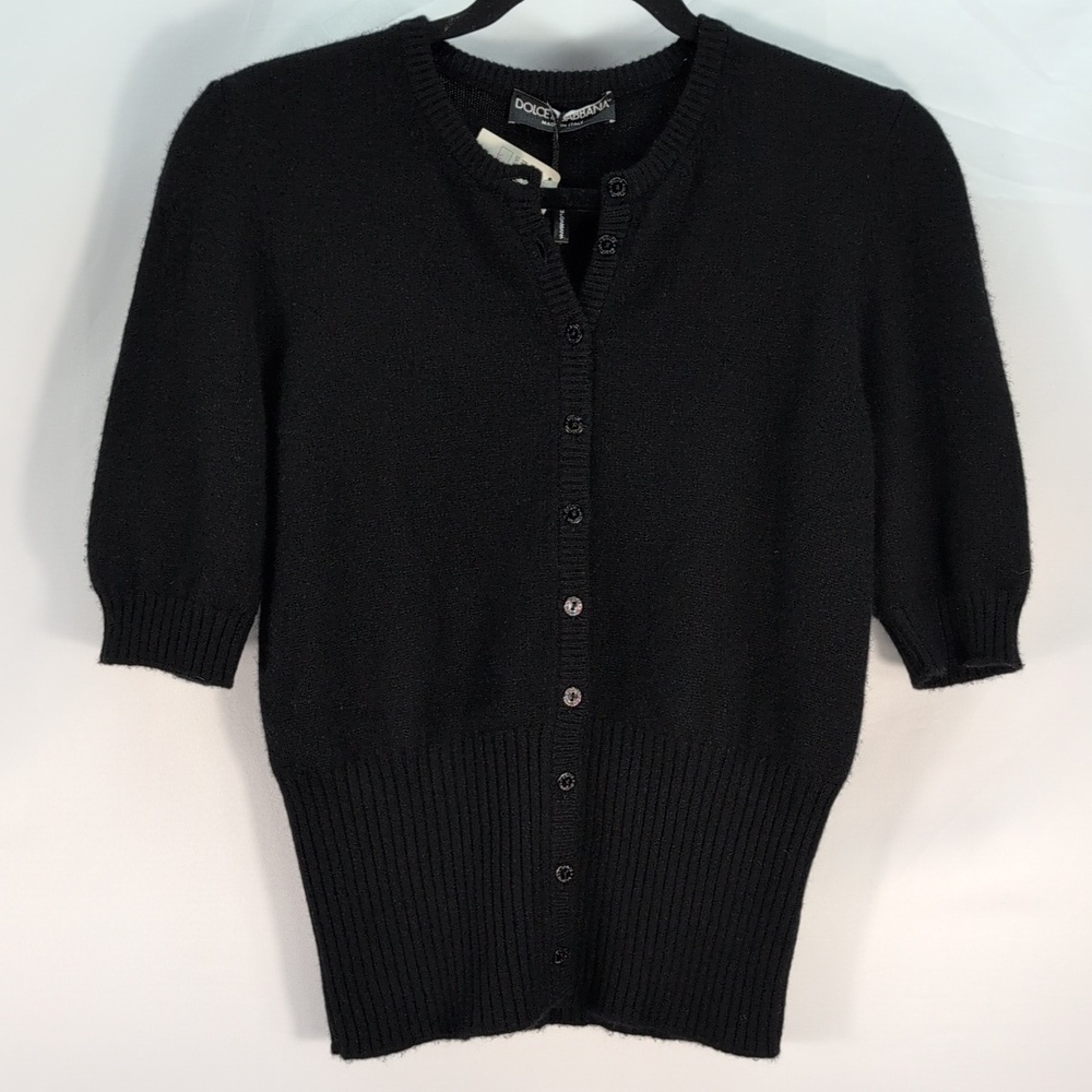Dolce & Gabbana Cashmere Cardigan Black Short Sleeve Size EU 44 / US 8 NWT